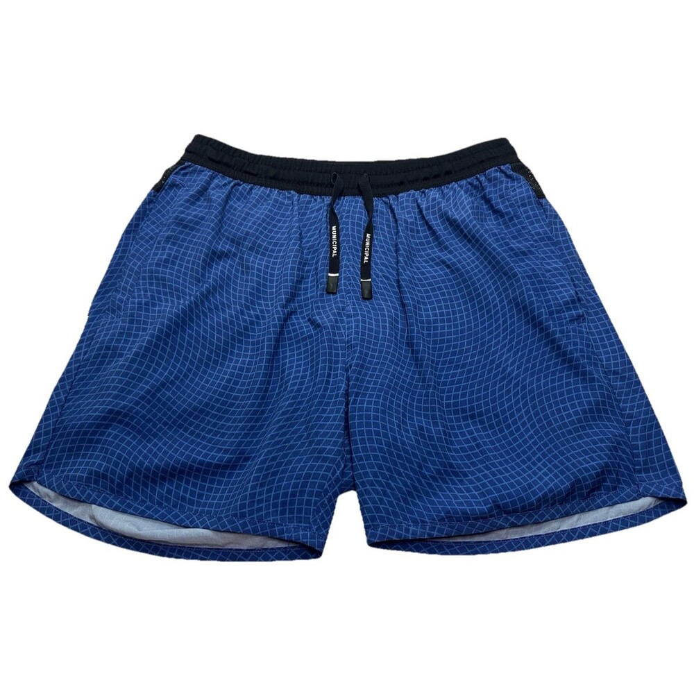 Men's Municipal Sport Utility Gear Daybreak Lined Shorts 5" Small Dusk Wavy Grid